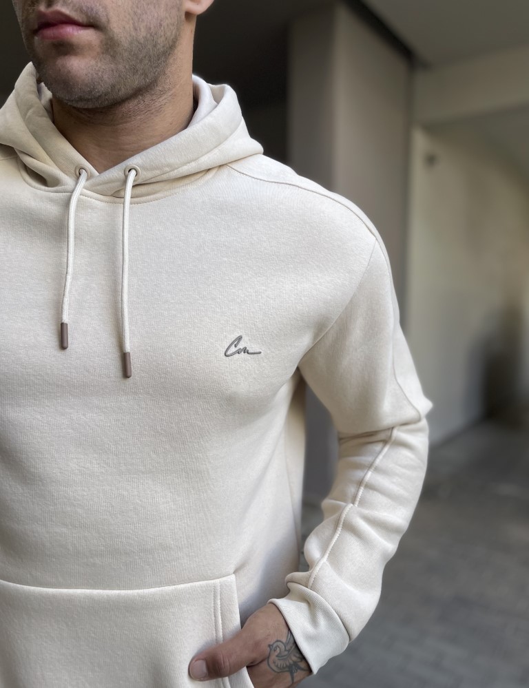 Ανδρικό μπεζ φούτερ με κουκούλα 4267B φωτογραφία